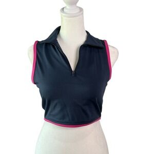 SINCERELY JULES Sleeveless Crop Top Activewear‎ Zip Up Athletic Tank Top SMALL